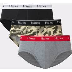 Hanes Herren Originals Stretch-Baumwoll-Slips, feuchtigkeitsableitende Unterwäsche, 3er-Pack Slip, Schwarz/Beton-Heather/Camo