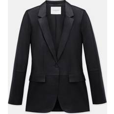 Leather Blazers Lafayette 148 New York Leather Flap Pocket Single-Button Blazer - Black