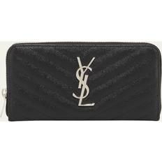 Saint Laurent Wallets & Key Holders Saint Laurent Monogramme YSL Grain de Poudre Zip-Around Wallet - BLACK