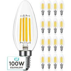 Luxrite 7W Candelabra LED Light Bulbs 100 Watt Equivalent 5000K Bright White 800 Lumens B11 Dimmable Damp Rated E12 16-Pack