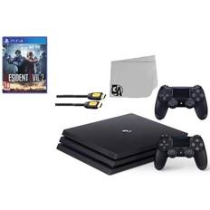 Game Consoles Sony Play Station 4 Pro 1TB Gaming Black 2 Controller Included with Resident Evil 2 BOLT AXTION Bundle Used