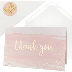 Party Supplies 48-Pack Thank You Cards for Baby Shower Wedding Bridal Shower Business, Blank Notes with Envelopes & Stickers, Gold Foil Watercolor Thank You Greeting Cards