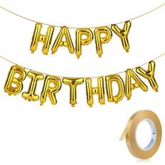 Text & Theme Balloons Mr. Pen Happy Birthday Balloons 15 pcs Gold Happy Birthday Banner Happy Birthday Balloons Letters