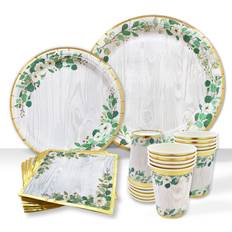 Plates, Cups & Cutlery Woodland Sage Green Party Decorations with 25Servings Paper Plates Napkins Cups for Baby Shower Gender Neutral Greenery Bridal Party and Birthdays