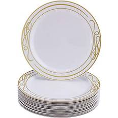 Wedding Disposable Plates Silver Spoons PLASTIC PLATES FOR WEDDING 20 pc Heavy Duty Plastic Dishes Elegant Fine China Look Bella Gold 10.25”