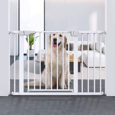 Child Safety Ciays Ciays 29.5" to 46.1" Baby Gate for Stairs, 30-in Height Dog Gate Extra Wide Puppy Gate for Doorways Gate, Bonus Kits, White