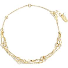 Braccialetti per caviglia Ettika Fine Details Cubic Zirconia Triple Row Ankle Bracelet in 18K Gold Plated