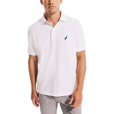 Nautica Mens Short Sleeve Solid Stretch Cotton Pique Polo Shirt - Bright White