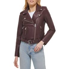 Clothing Levi's Plus Faux Leather Belted Motorcycle Jacket Burgundy Burgundy