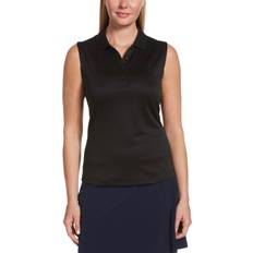 Callaway Golf Clothing Callaway Sleeveless Essential Solid Knit Polo Caviar Women's Clothing Black Women's 10-12