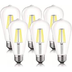 LED Lamps Luxrite 75W Equivalent ST19 ST58 Dimmable Edison LED Light Bulbs 8-Watt 800 Lumens UL Listed 4000K Cool White E26 Base 6-Pack