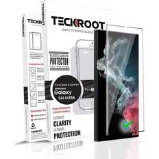 Screen Protectors Teckroot Screen Protector For Samsung Galaxy S22 Ultra Glastic Support Fingerprint Unlock, Case Friendly Full Glue Full Coverage Screen