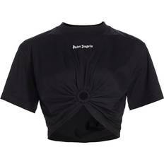 Cropped T-shirts Palm Angels ring-embellished cropped T-shirt women Cotton/Polyester Black