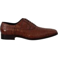 Mens formal shoes Dolce & Gabbana Brown Crocodile Leather Mens Formal Derby Shoes EU44/US11