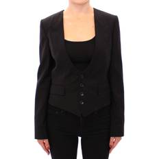 Women - XXXS Blazers Dolce & Gabbana Black Silk Scarf Back Blazer Jacket IT40