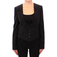 Dolce & Gabbana Silk Scarf Back Blazer Jacket Black
