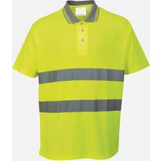 Portwest Arbeitsoberteile Portwest Cotton Comfort Reflektierendes Sicherheits Kurzarm Poloshirt - Gelb