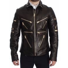 Dolce & Gabbana Leather Jackets Dolce & Gabbana Brown Lambskin Leather Zipper Jacket