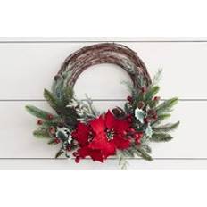 Poinsettia Half Christmas Wreath