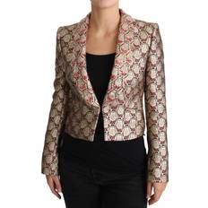 Dolce & Gabbana Women Blazers Dolce & Gabbana Gold Floral Sequined Blazer Coat Jacket