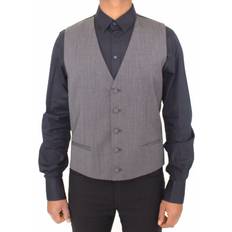 Dolce & Gabbana Grey Vests Dolce & Gabbana Gray Wool Stretch Dress Vest Jacket Blazer IT48