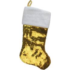 Gold Stockings Northlight 22.75" Gold and Silver Sequined Christmas Beig/Green Stocking