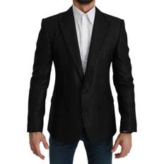 Silk Blazers Dolce & Gabbana Black Striped Single Breasted MARTINI Blazer IT48