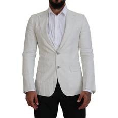 Men - White Blazers Dolce & Gabbana White Linen Slim Fit Jacket Blazer IT44