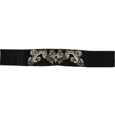 Nylon - Woman Belts Dolce & Gabbana Black Silk Brass Crystal Embellished Waist Belt IT46