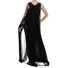 John Richmond Black Silk Beaded Sequined Sheer Dress IT42
