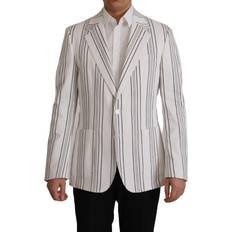 Men - White Blazers Dolce & Gabbana White Stripes Cotton Single Breasted Blazer IT44