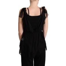 XXXS Blouses Dolce & Gabbana Black Silk Lace Trim Camisole Tank Top IT46