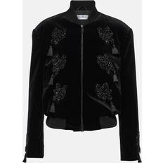 Velvet Outerwear Max Mara Musette Embroidered Short Jacket BLACK