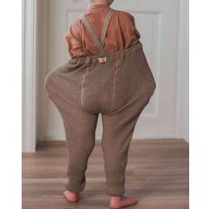Silly Silas Footless Unisex Rib Tights with Braces - Peanut