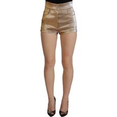 Gold - Woman Shorts Dolce & Gabbana Gold Cotton Blend Glittered Hot Shorts IT38