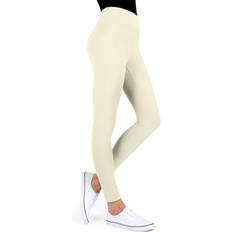 Clothing MeMoi Cotton Blend Basic Yoga Pants Ivory Small/Medium