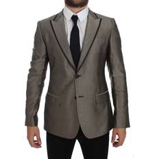 Dolce & Gabbana Brown Blazers Dolce & Gabbana Brown Slim Fit Silk Two Button Blazer IT44