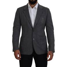 Dolce & Gabbana Grey Blazers Dolce & Gabbana Gray Wool Stretch Slim Fit Jacket Blazer IT44