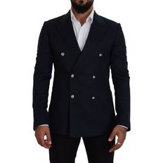 Cashmere Blazers Dolce & Gabbana Blue Breasted Formal Coat Men's Blazer