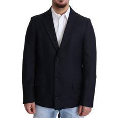 Dolce & Gabbana Blue Coats Dolce & Gabbana Dark Blue Wool Single Breasted Coat Men's Jacket