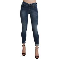 Ermanno Scervino Blue Washed High Waist Skinny Cropped Cotton Jeans