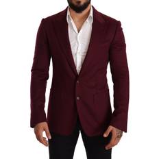 Kashmir Kavajer Dolce & Gabbana Maroon Cashmere Slim Fit Coat Jacket Blazer IT48