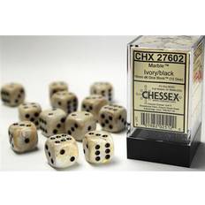 Chessex Marble D6 Ivory Black 12 Stk