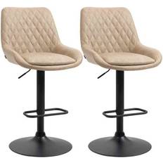 Homcom Adjustable Light Khaki Bar Stool 117cm 2pcs