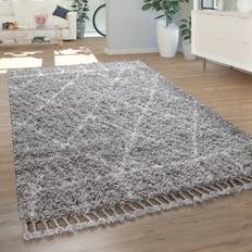 Tapis Tapis À Poils Longs Gris Salon Motif Berbère Doux Shaggy 120x170 cm Bleu cm