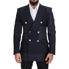 Dolce & Gabbana Blazers Dolce & Gabbana Blue Wool Patchwork Breasted Men's Blazer