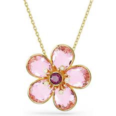 Swarovski Gold Jewelry Sets Swarovski Florere pendant, Flower, Small, Pink, Gold-tone plated