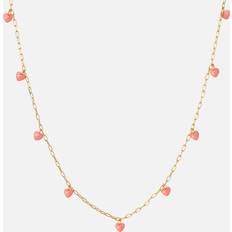 LULU Copenhagen Love U Gold-Plated Enamel Necklace Coral