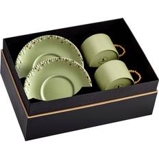 L'Objet Mojave Matcha Gold Tea Cup and Saucer Set of 2