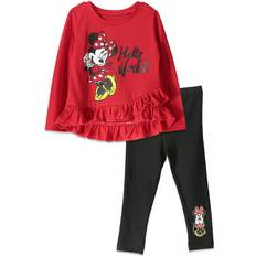 Disney Mickey Mouse T-Shirt & Leggings Set 2-pcs - Red/Black Ruffle